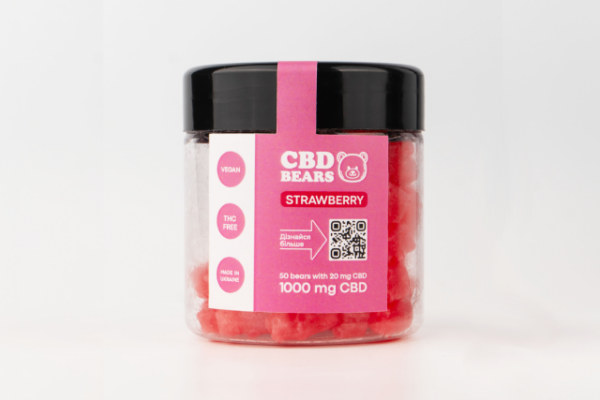 CBD Желейні ведмедики, 1000мг КБД, полуниця, 50 шт
