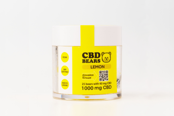 CBD Желейні ведмедики з Магнієм "Deep Relax", 1000 мг КБД, 500 мг Магній, 25 шт, лимон