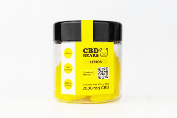 CBD Желейні ведмедики з Магнієм "Deep Relax", 2000 мг КБД, 1000 мг Магній, 50 шт, лимон